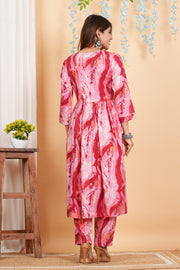 Tulsilicious Hot Pink Tie-Dye Digital Print Kurta & Pants Set