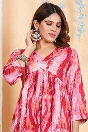 Tulsilicious Hot Pink Tie-Dye Digital Print Kurta & Pants Set