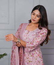 Tulsilicious Petal Pink Pure Cotton Embroidered Suit Set