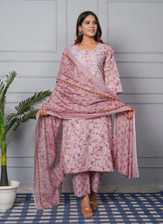 Tulsilicious Petal Pink Pure Cotton Embroidered Suit Set